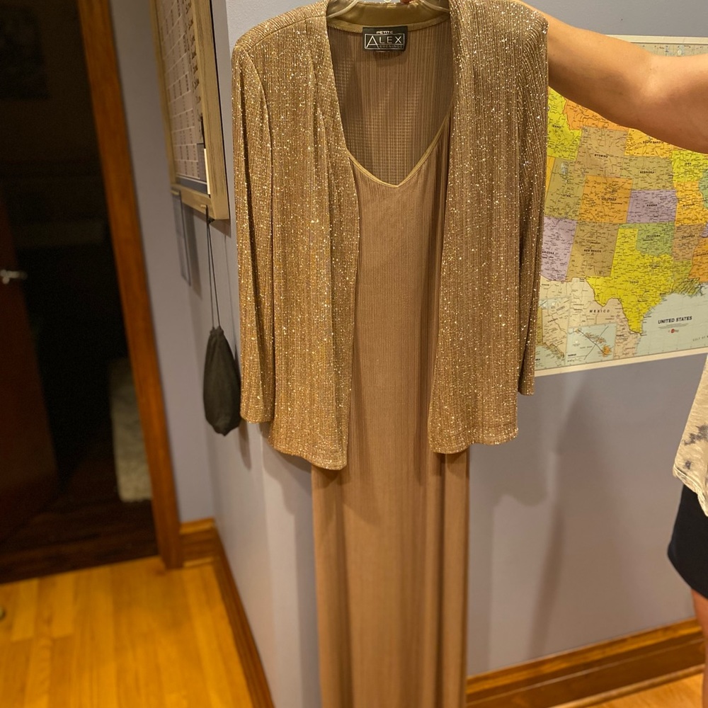 champagne evening dress with jacket